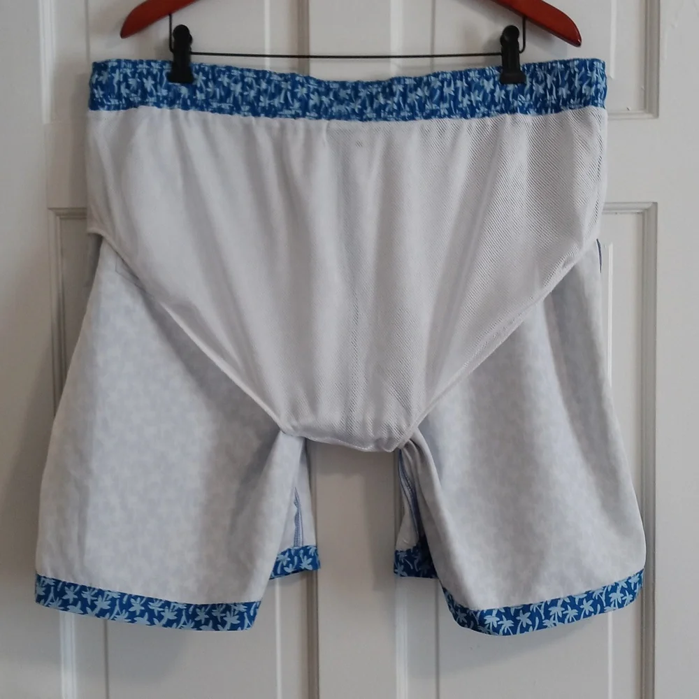 🌊Lands' End🌊 - Blue/White Palm Tree Swim Trunk